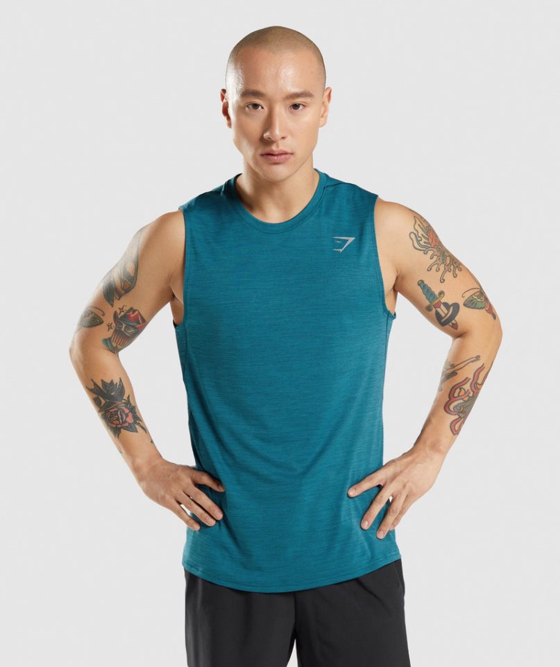 Men\'s Gymshark Speed Tanks Turquoise | CA AD1N37